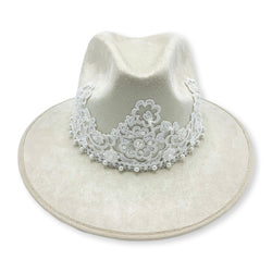 Katherine Pearl Embellished Suede Fedora Hat