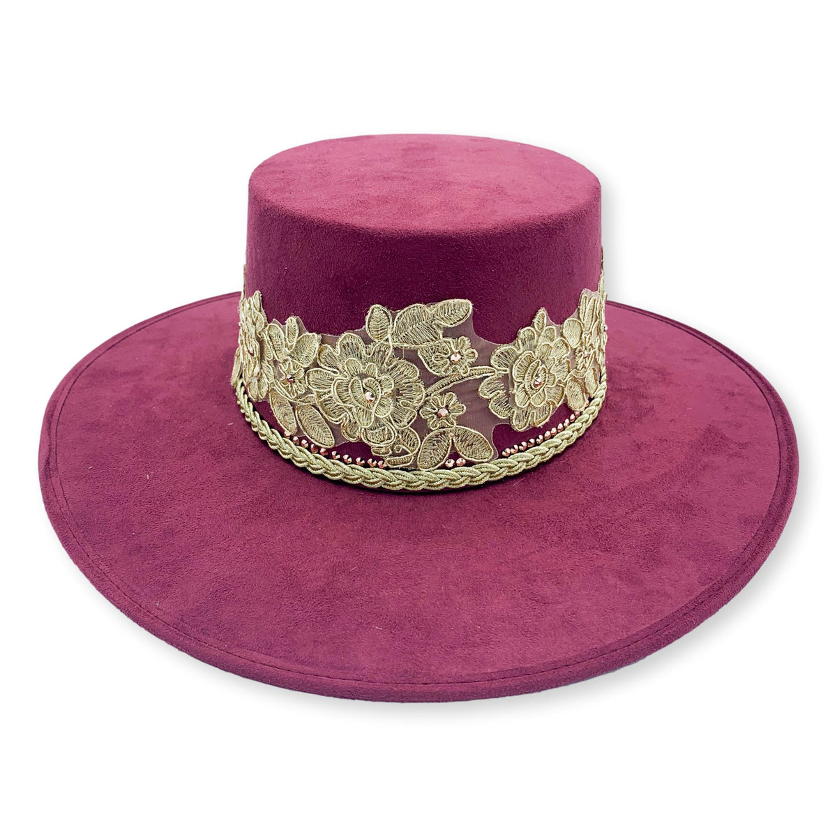 Esperanza Embellished Suede Fedora Hat with Swarovski 
