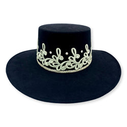 Genevieve Embellished Suede Bolero Hat with Swarovski Crystals