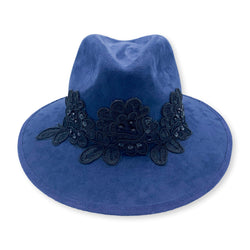 Julia Embellished Suede Fedora Hat