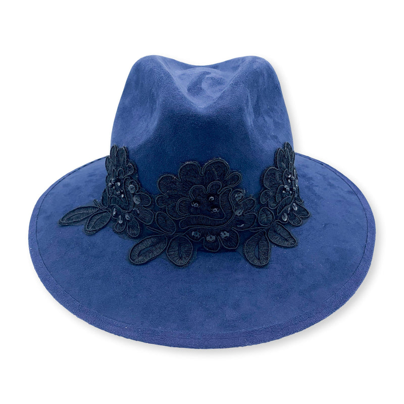 Julia Embellished Suede Fedora Hat