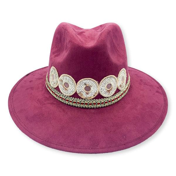 Darlene Sequin Embellished Suede Fedora Hat