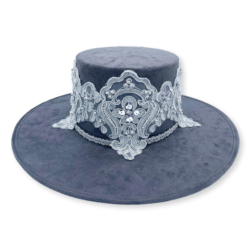 Donatella Sequin Embellished Suede Bolero Hat